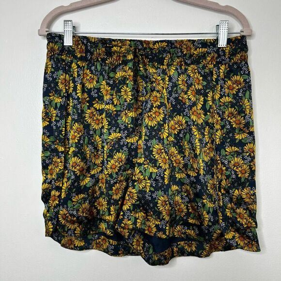 Johnny Was Biya Yellow Floral Silk Shorts Size S Sleepwear Boho Bohemian